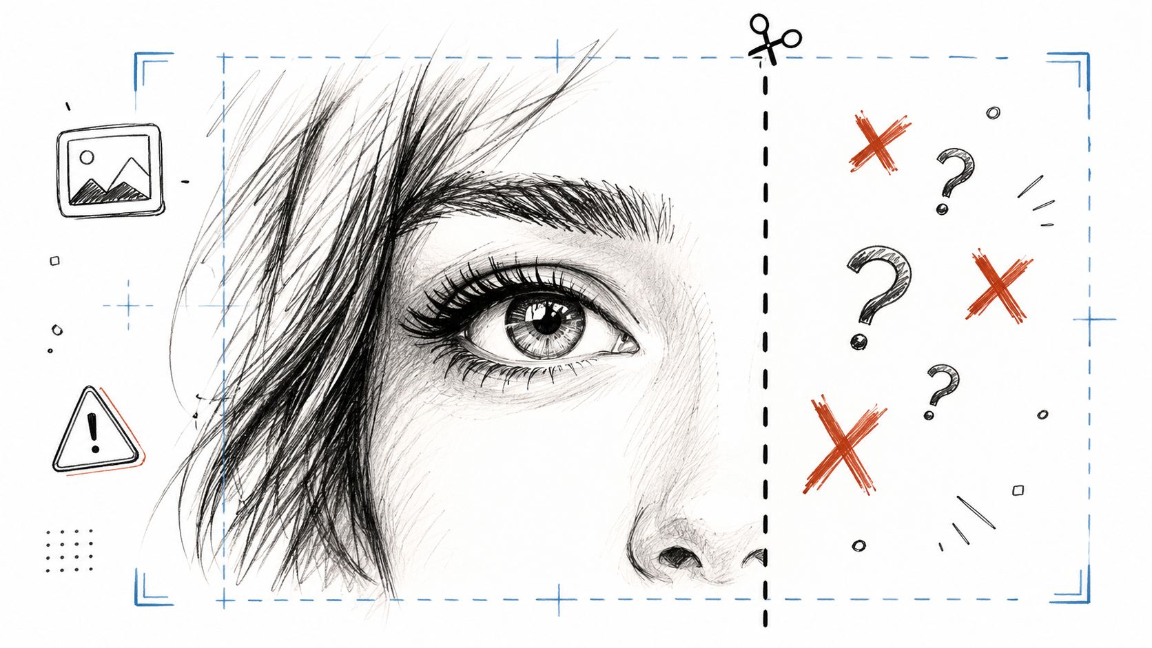 A conceptual sketch illustrating the importance of aspect ratios in social media advertising and image cropping.